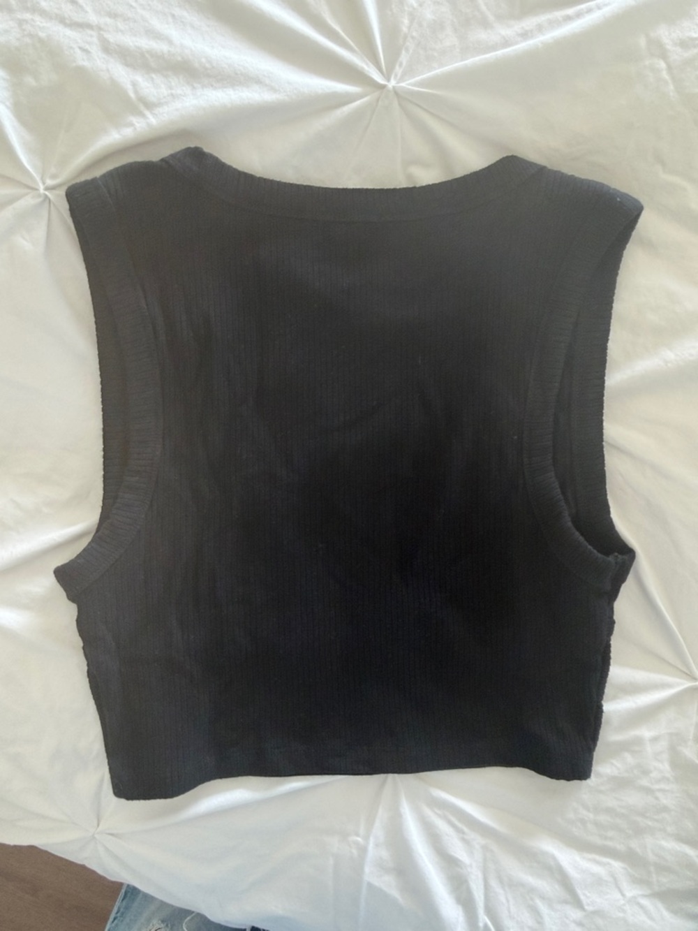 Garage Black Ribbed Deep V Crop Top - Picture 2 of 3